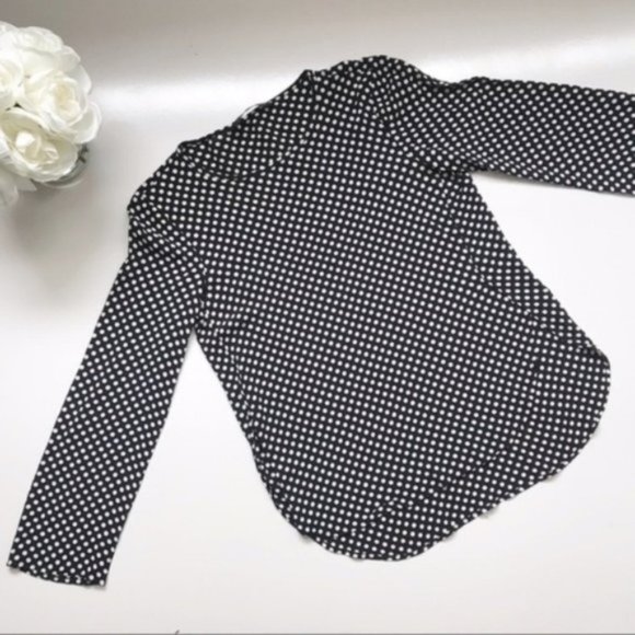 Zara | Black Pop Over Blouse with White Polka Dots - Picture 4 of 6
